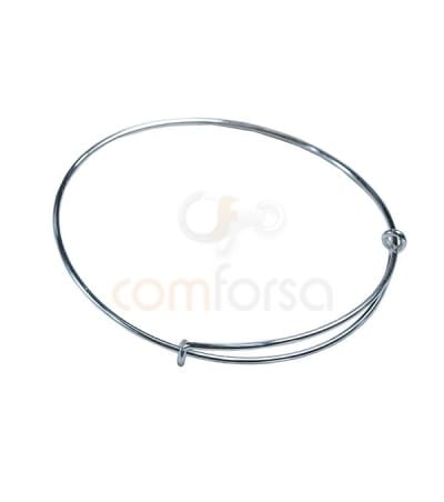 Sterling Silver 925 Hippy Wire Strand Bangle 58-62mm