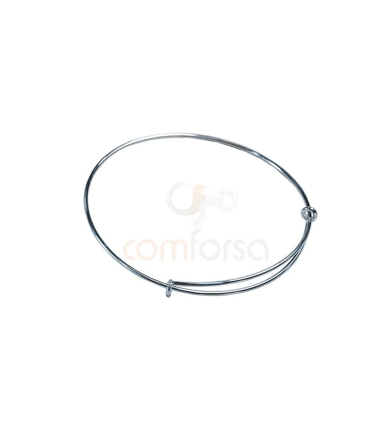 Sterling Silver 925 Hippy Wire Strand Bangle 58-62mm