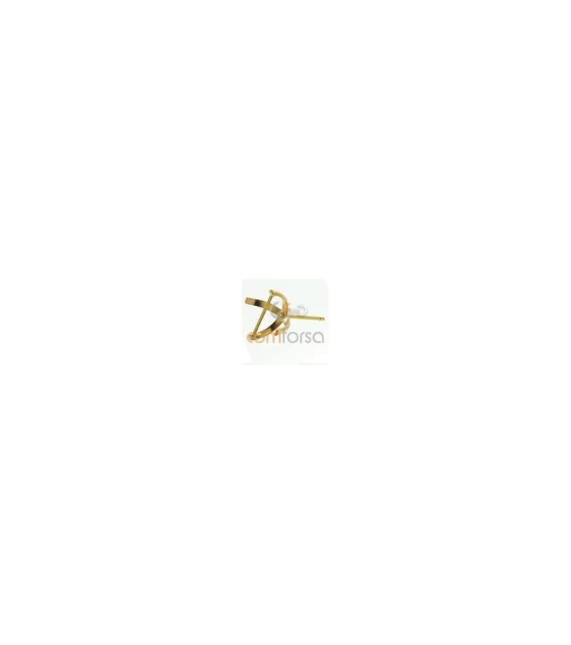 18kt yellow gold ear post with setting  7 mm