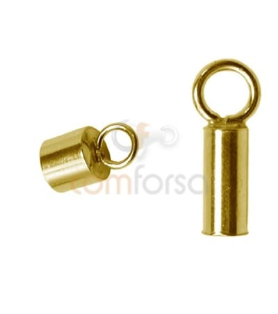 Sterling silver 925 gold-plated closed tube end cap with jumpring 2.1 x 6mm
