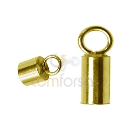 Sterling Silver 925 gold-plated closed tube end cap with jumpring 5.1 x 6mm
