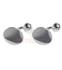 Sterling Silver 925 Engravable round cuff links 17 mm