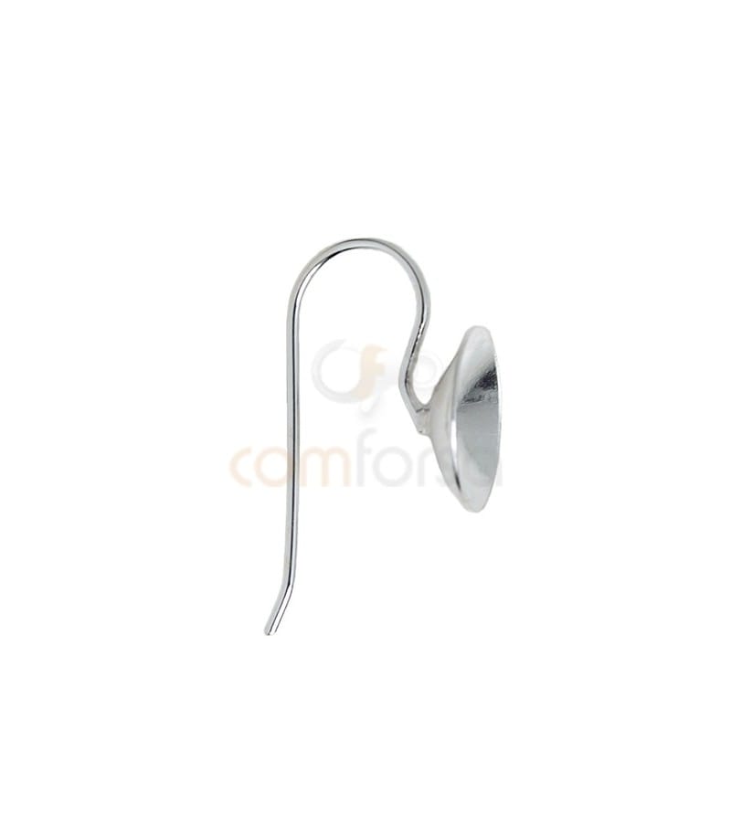 Sterling Silver 925 earhook with cup for 8 mm rivoli