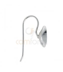 Sterling Silver 925 earhook with cup for 8 mm rivoli