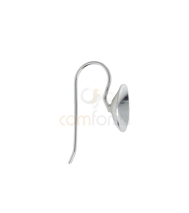 Sterling Silver 925 earhook with cup for 10 mm rivoli