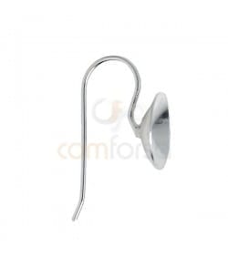 Sterling Silver 925 earhook with cup for 10 mm rivoli