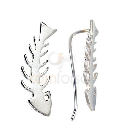 Sterling silver 925 fishbone ear crawler 8x23 mm