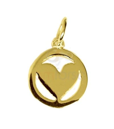 Sterling silver 925 gold-plated heart charm 10 mm
