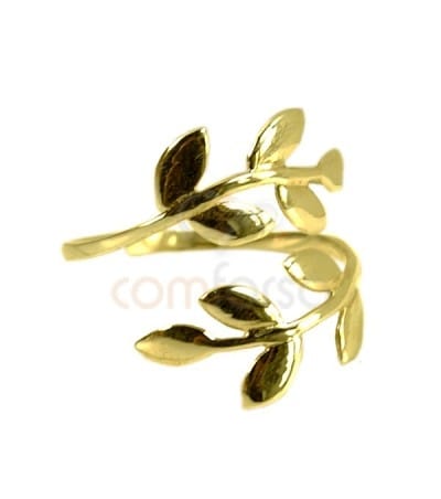Gold plated sterling silver 925 laurel adjustable ring